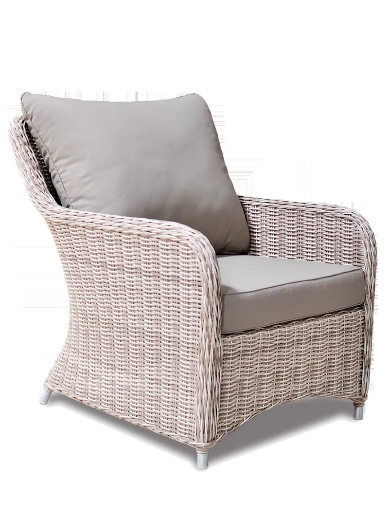 Light rattan armchair with cushion