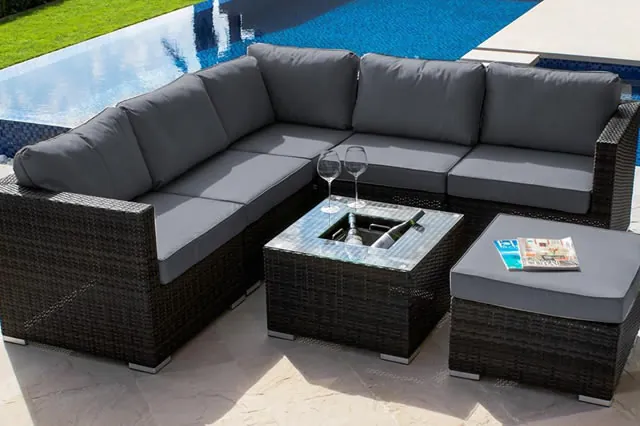Poolside rattan corner sofa